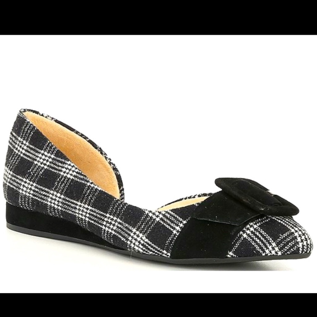Alex Marie Clarabel D'orsay Women's Preppy Plaid Black Buckle Flats Size 5.5